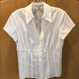 Donna Degnan white eyelet top